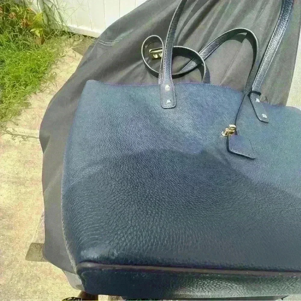 MICHAEL Kors Navy Blue Karson Large Carry All Leather  Tote - Picture 11 of 11